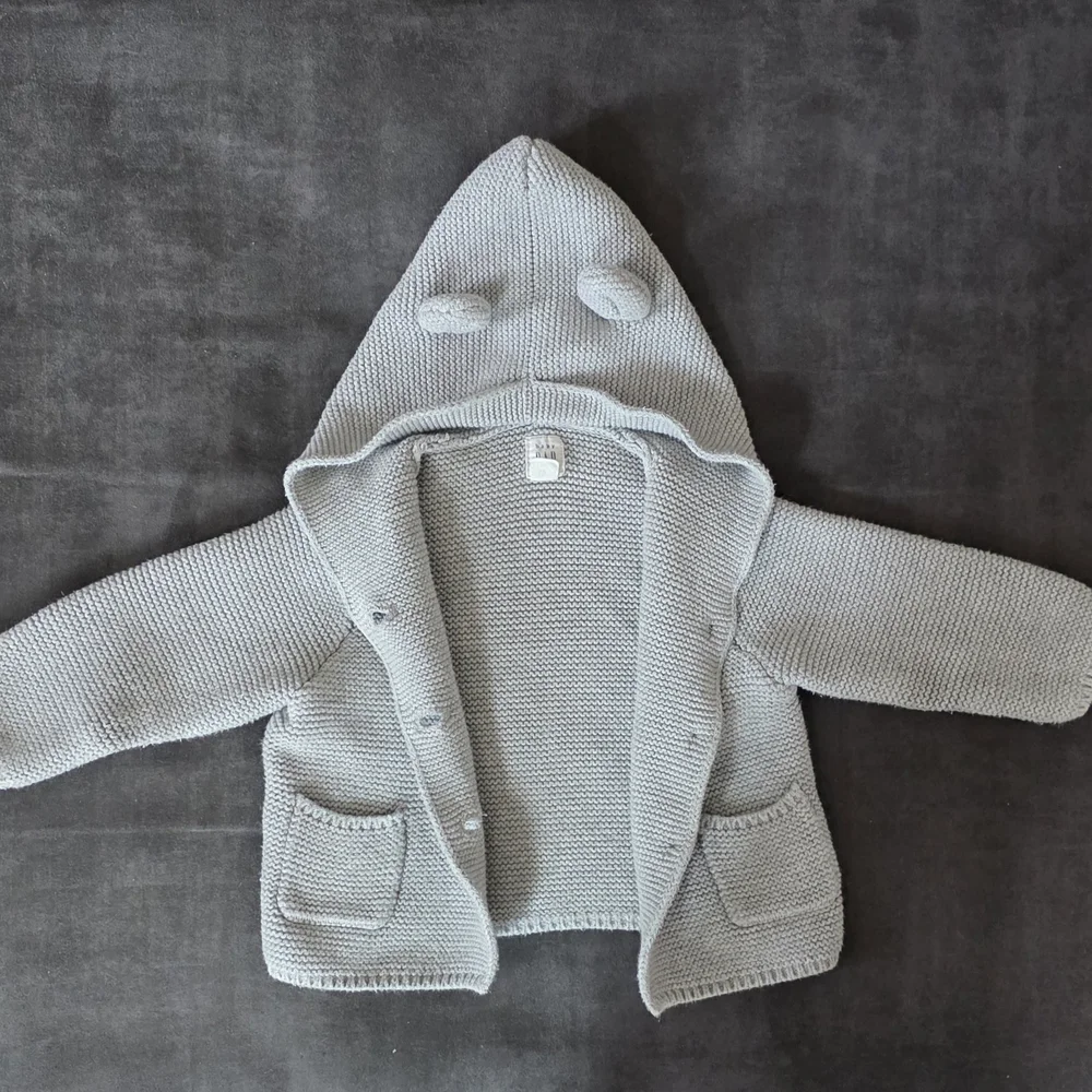 GAP‎ Baby Knit Hooded Cardigan - Light Gray